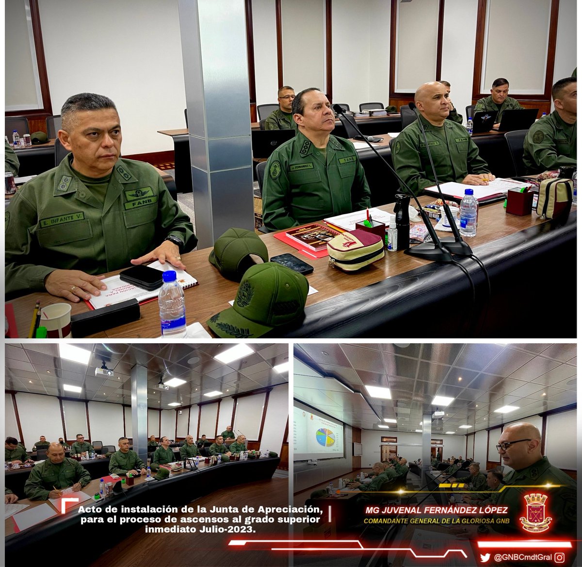 Nuestro MG Juvenal Fernández López .@GNBCmdtGral de la <a href="/GnbGaranteDePaz/">Guardia Nacional Bolivariana</a>, en compañía del Alto Mando Institucional, presidió el acto de instalación de la Junta de Apreciación, para el proceso de ascensos al grado superior inmediato Julio-2023. #GNB #FANB #9Mar #ChávezSiempreChávez
