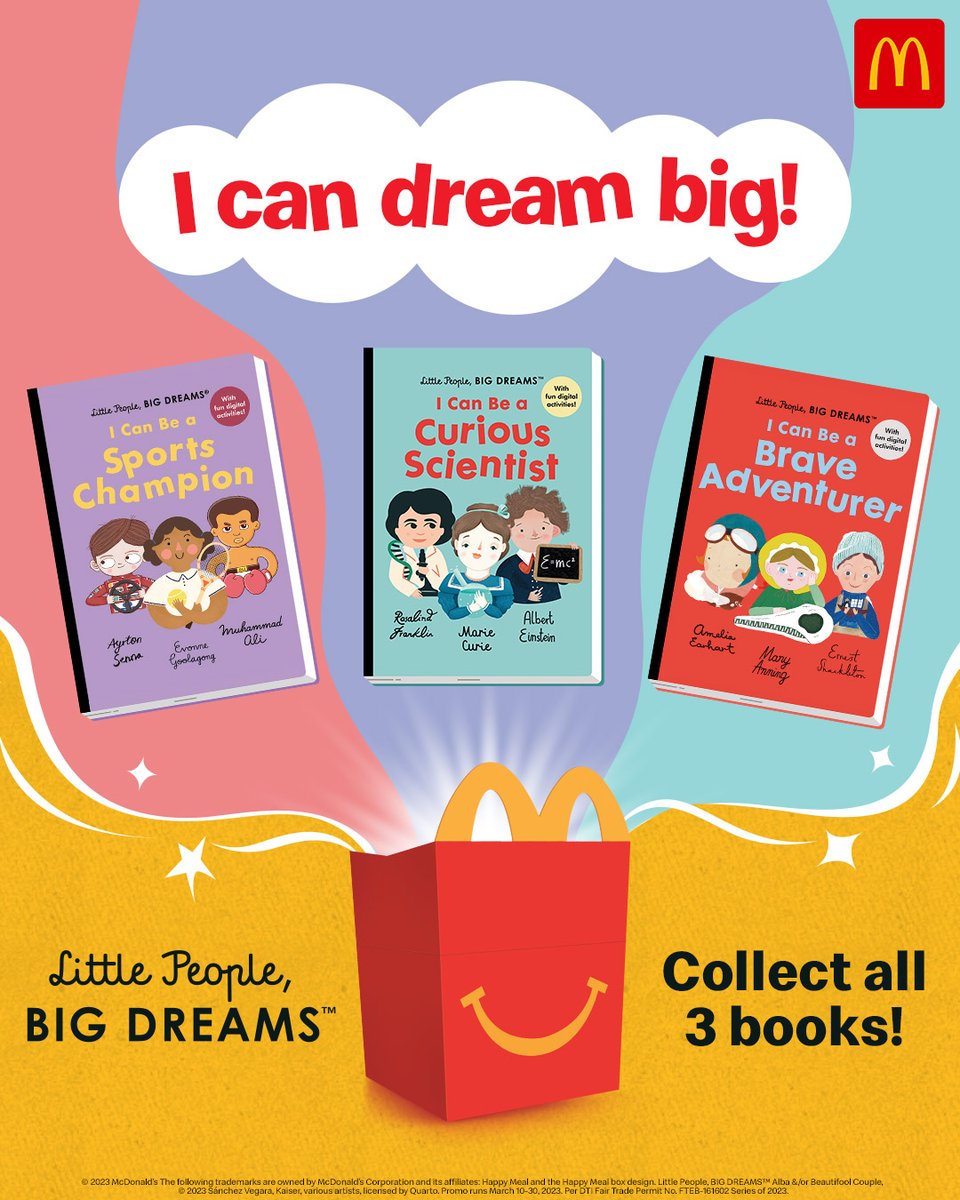 Get your kids ✨inspired✨ with books that push their interests — whether that's sports, science, or more! Read through these amazing books with every Happy Meal!