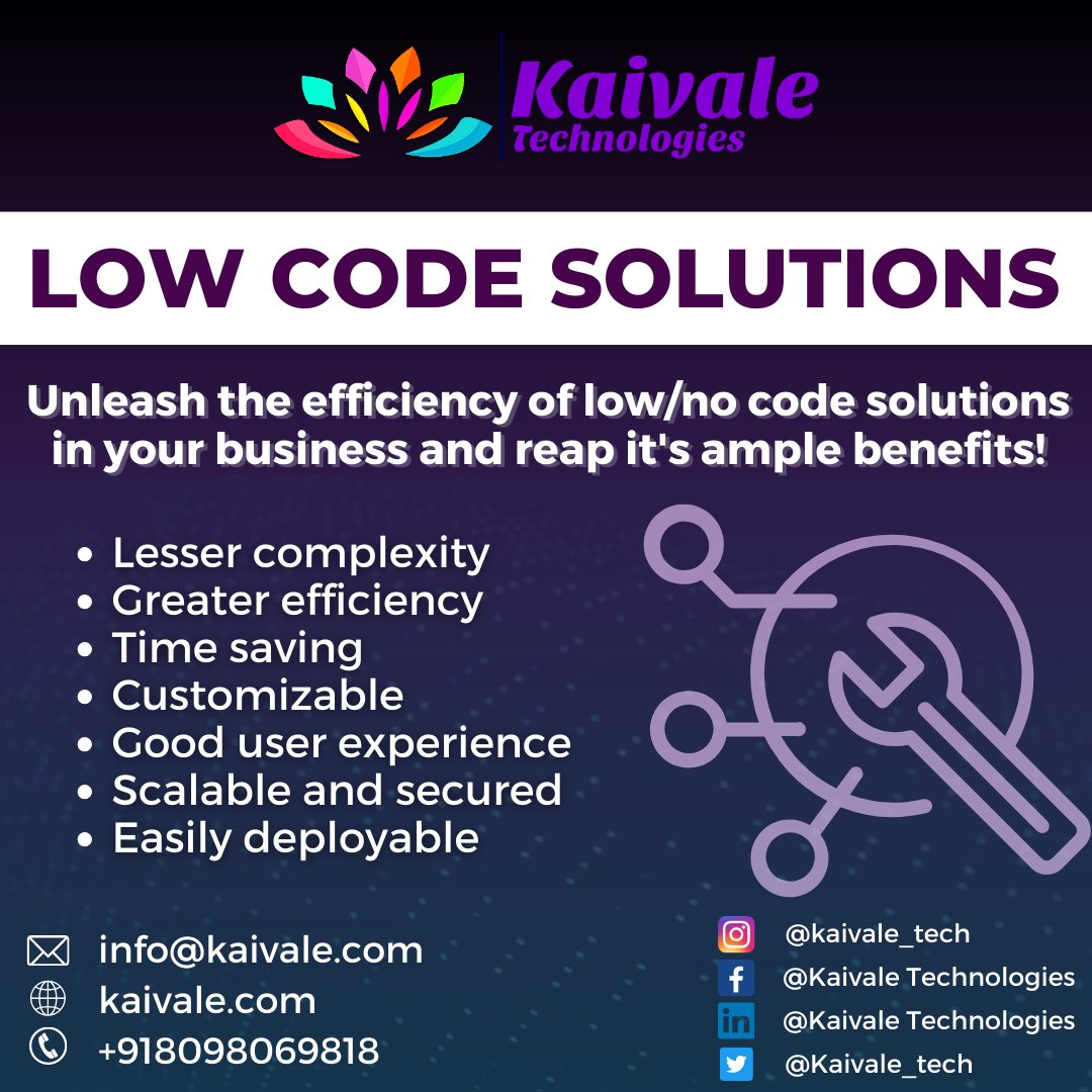 Kaivale_Tech's tweet image. Low or no code solutions to your businesses. Approach us for the best deal.
#lowcodesolutions #nocodesolutions #softwaresolutions #softwarecoding #softwaredevelopment #testing #python #java #c #csharp #itindustry #itsolutions #itservices