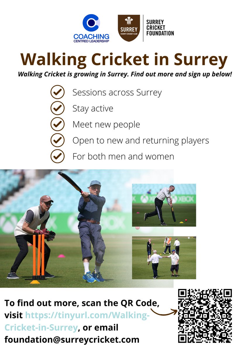 🏏 We're excited to see just how much Walking Cricket is expanding across Surrey and London, with hubs now taking place in Wimbledon, Chobham, Woking, Epsom, Cobham, and Merstham!
💻 Find out more and get involved: rfr.bz/t5ktaqt rfr.bz/t5ktaqs