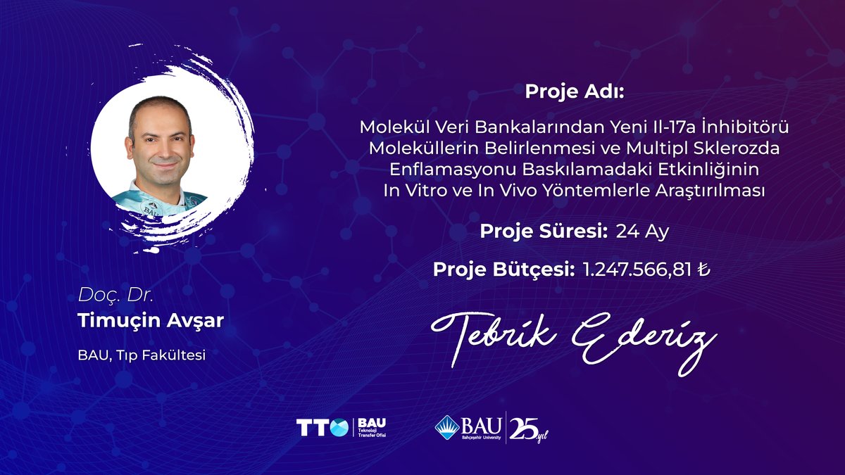 📢TÜBİTAK 1001 - Bilimsel ve Teknolojik Araştırma Projelerini Destekleme Programı değerlendirme sonuçları kapsamında BAU Tıp Fakültesi Akademisyenimiz Doç. Dr. Timuçin Avşar'ın projesi desteklenmeye hak kazandı!

Değerli akademisyenimizi tebrik ediyoruz 👏
