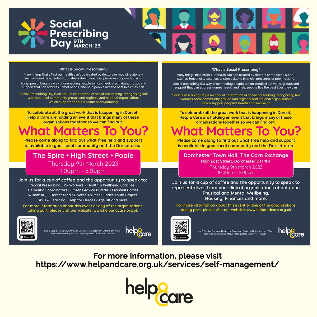 WMC GP SURGERY (@wmc_gp) on Twitter photo Today, we would like to celebrate all social prescribing teams around the country.
Come along to one of Help & Care events TODAY (The Spire, Poole: 1pm-5pm) to find out more about the help available in your area.
buff.ly/3JaJAAG
<a href="/NHSDorset/">NHS Dorset</a> Today, we would like to celebrate all social prescribing teams around the country.
Come along to one of Help & Care events TODAY (The Spire, Poole: 1pm-5pm) to find out more about the help available in your area.
buff.ly/3JaJAAG
<a href="/NHSDorset/">NHS Dorset</a>