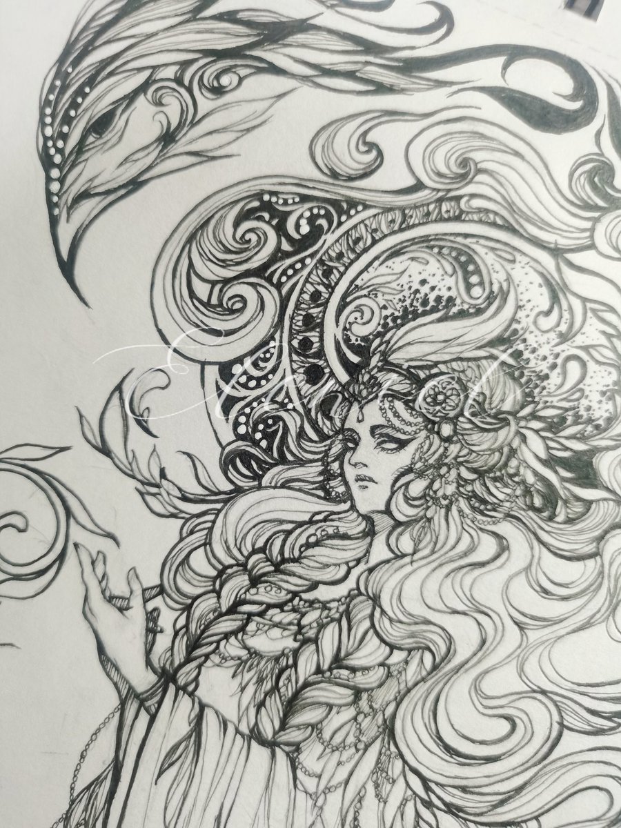 ElenielLin's tweet photo. #illustration #illustrationart 
My original illustration——
《Wise woman·Ⅰ》
《女智者·Ⅰ》
“与神明沟通的女子，鸟儿是她的信使。” https://t.co/HqdyHXdxhA