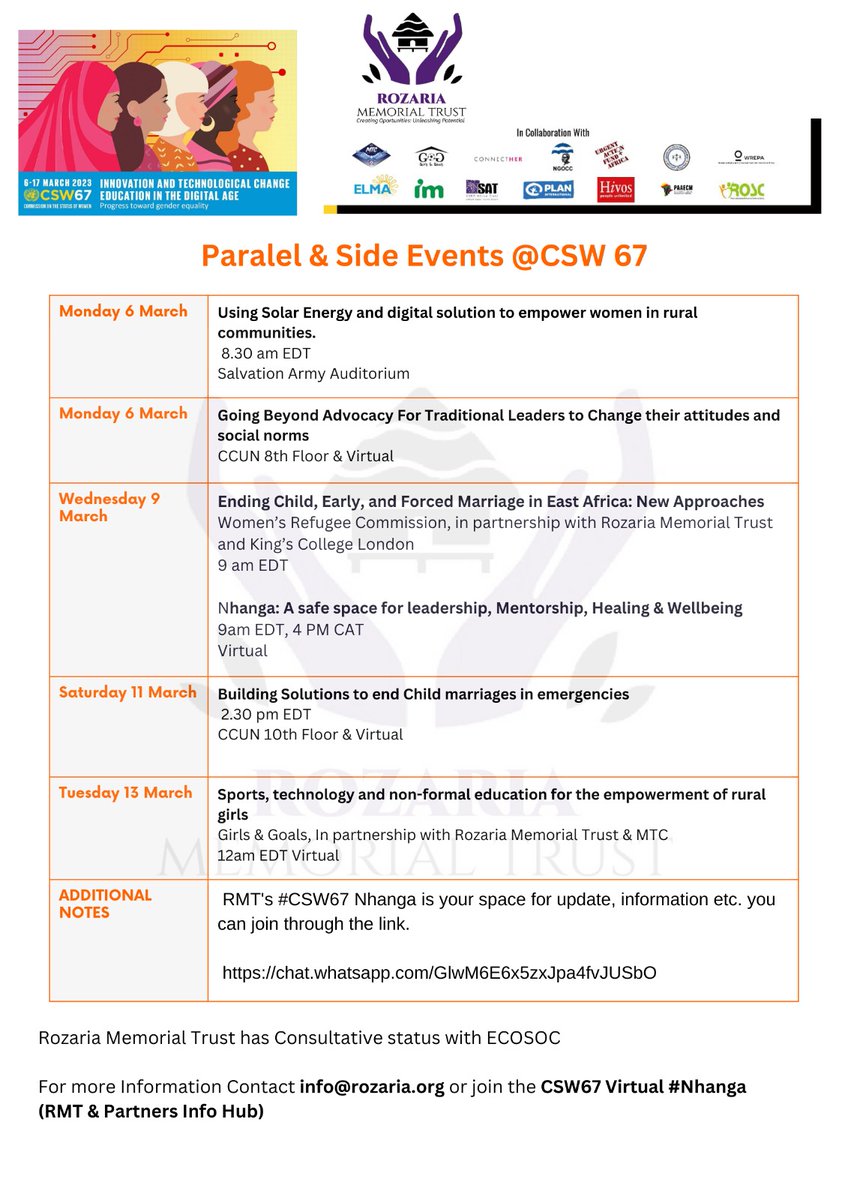 Nyaradzayi Gumbonzvanda (@vanyaradzayi) on Twitter photo We remain as <a href="/RozariaConnects/">Rozaria Memorial Trust</a> fully engaging and sharing in #CSW67, bring perspectives from our rural communities it the global spaces. #DigItAll for women and girls.
<a href="/RozariaConnects/">Rozaria Memorial Trust</a> We remain as <a href="/RozariaConnects/">Rozaria Memorial Trust</a> fully engaging and sharing in #CSW67, bring perspectives from our rural communities it the global spaces. #DigItAll for women and girls.
<a href="/RozariaConnects/">Rozaria Memorial Trust</a>
