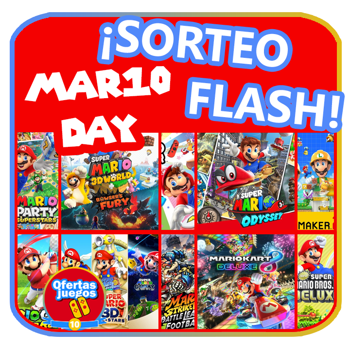 SORTEO FLASH #MAR10DAY

¡Llévate el juego de Mario para Switch que escojas!

✅Para participar:

🔴RT
🔴Sigue en Telegram:
🔺OfertasJuegosNintendo.t.me
🔺AportesNintendo.t.me