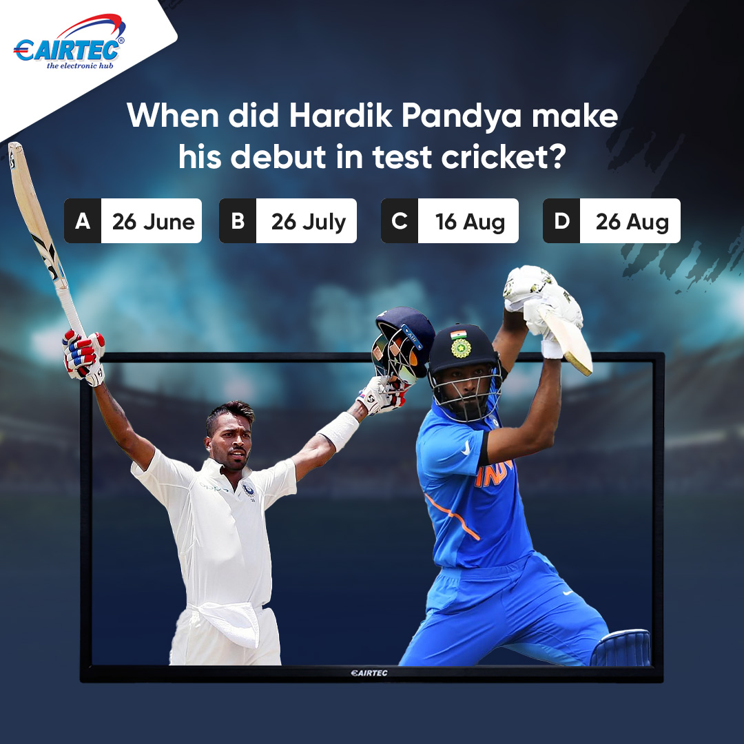 All the Hardik Pandya fans, come on tell us in the comment section.

#Eairtec #Eairtectv #reality #AndroidTv #TV #DigitalTV #clear #affordable #smartled #hardikpandya #debut #testcricket #hardik #testcricket #fans #cricketfans #comment #cricket