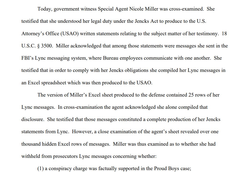 BREAKING: Drama in the Proud Boys trial yesterday after FBI agent caught lying on the stand and concealing evidence from defense attorneys.

Motion filed this morning from Nick Smith, attorney representing Ethan Nordean.

This is what happens when a rogue, corrupt FBI...