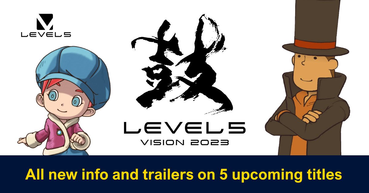 NintendoPlayUK's tweet photo. 5⃣ Level-5 Vision Trailers
🎮#ProfLayton & New World of Steam
📺https://t.co/JX0VQDijjT
🎮#FantasyLifei
📺https://t.co/XmZlxKn2Xt
🎮#DecaPolice
📺https://t.co/Fuc3Gkpl1w
🎮#InazumaElevenVictoryRoad
📺https://t.co/5eGcFk64zg
🎮Megaton Musashi Wired
📺https://t.co/DAiAsNo4Fq https://t.co/VcbFYQrtJR