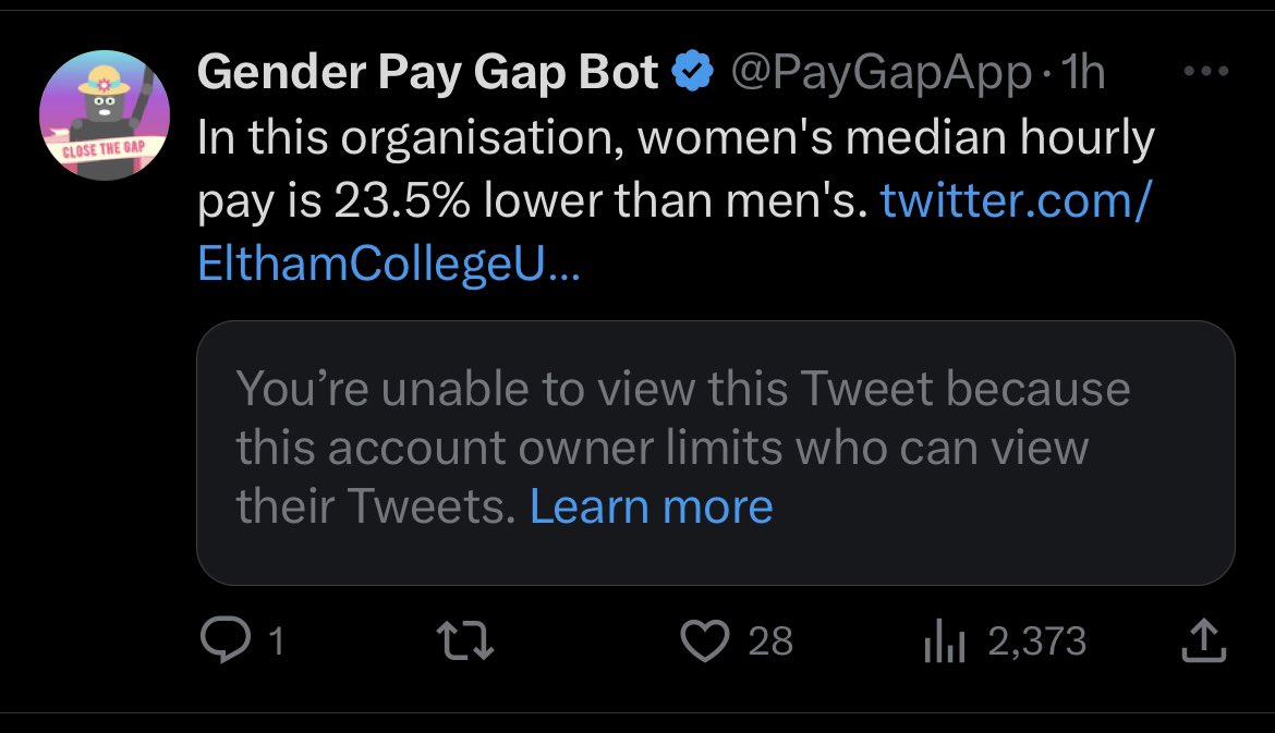 _ldipper's tweet photo. @ElthamHpap @ElthamCollegeUK Support International Women’s Day with meaningful and effective action- like closing your wage gap :) https://t.co/P2BoEjbTy7