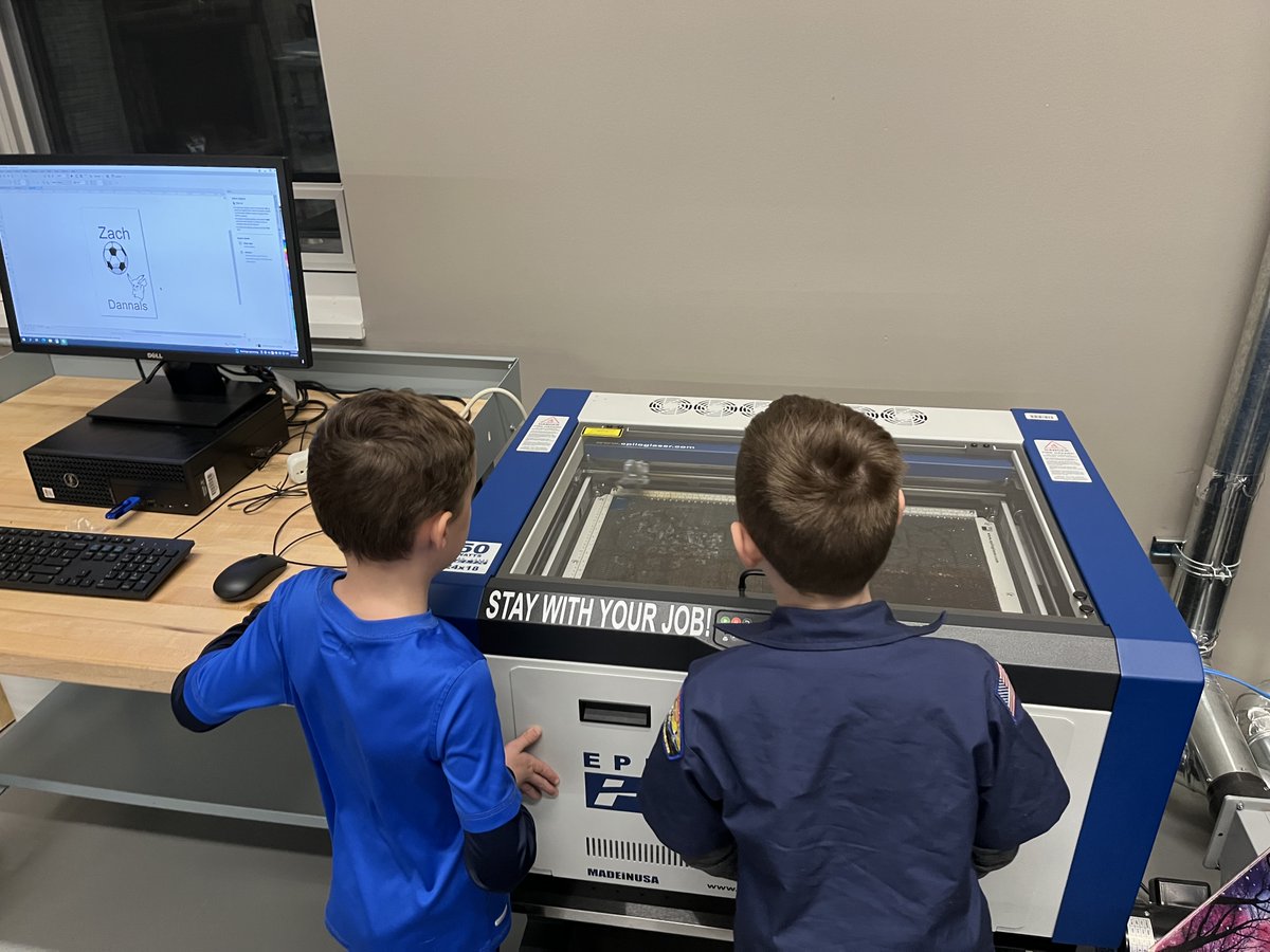 🐶 Tuesday night, Eastlake Cub Scouts Pack 83 Wolf Den visited North's Fab Lab! They designed and lasered personalized dog tags and learned about digital fabrication. Thank you to Mrs. Medic for organizing this awesome event! #WEBelong
