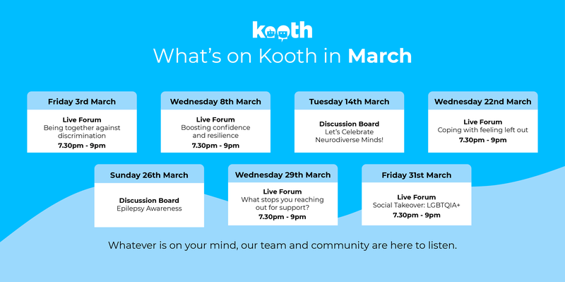 Sign up and join the live forums and discussion boards we have going in the month of March at Kooth.com 🥳With topics such as Celebrating Neurodiverse Minds, Reaching Out For Support and many more! 🫶
#MentalHealthAwareness #Wellbeing #Kooth