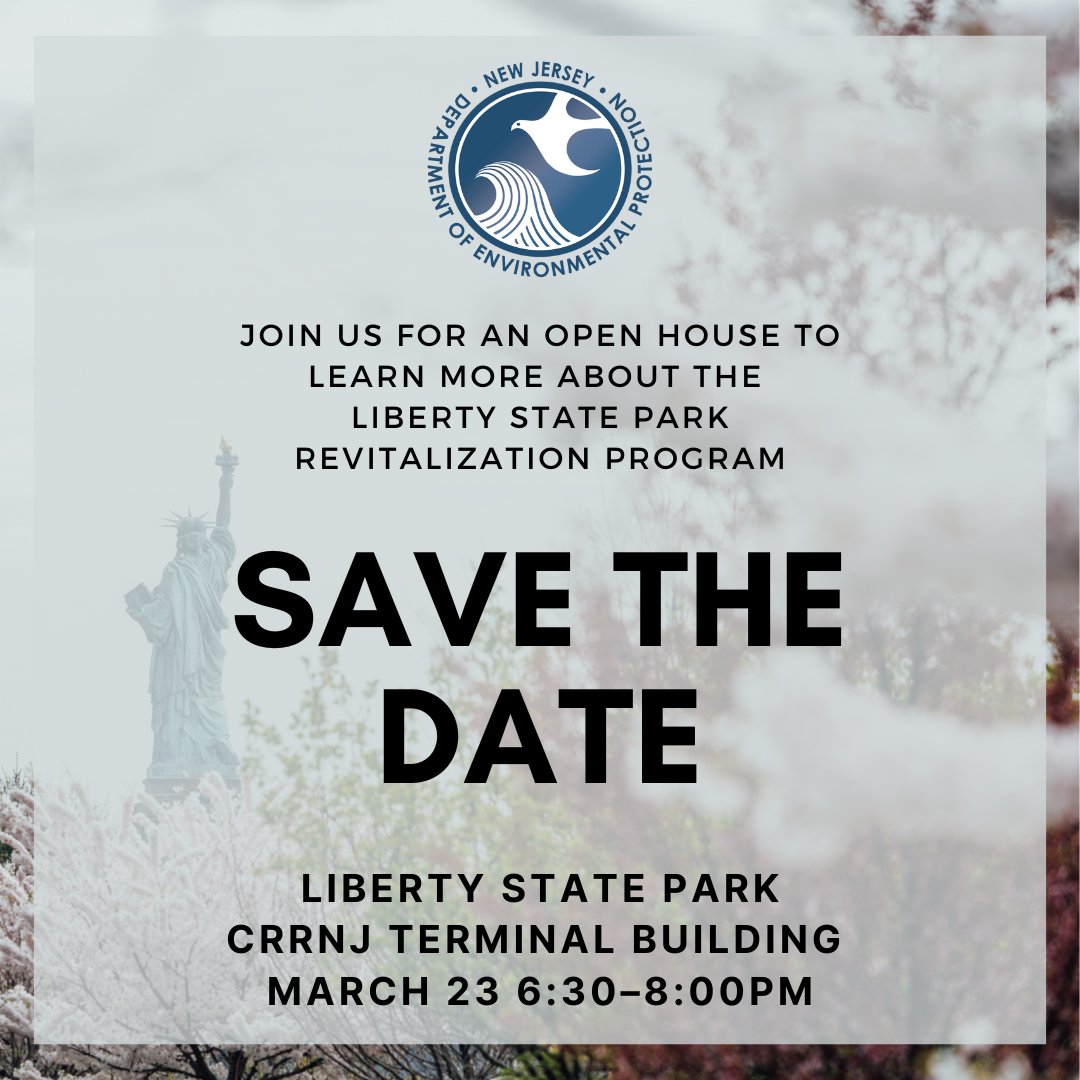 📣Join us at Liberty State Park on March 23 from 6:30 – 8 p.m. to learn more about the Liberty State Park Revitalization Program!  

📬 Get Liberty State Park updates delivered to your inbox by signing up at bit.ly/3ZBefhw