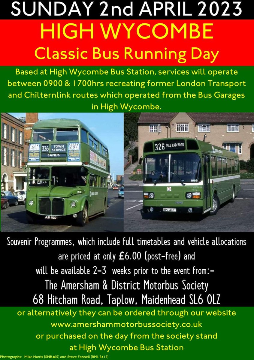 Join us on 2nd April for our event in High Wycombe, recreating former London Transport and Chilternlink routes in the area.
Programmes will be on sale soon!