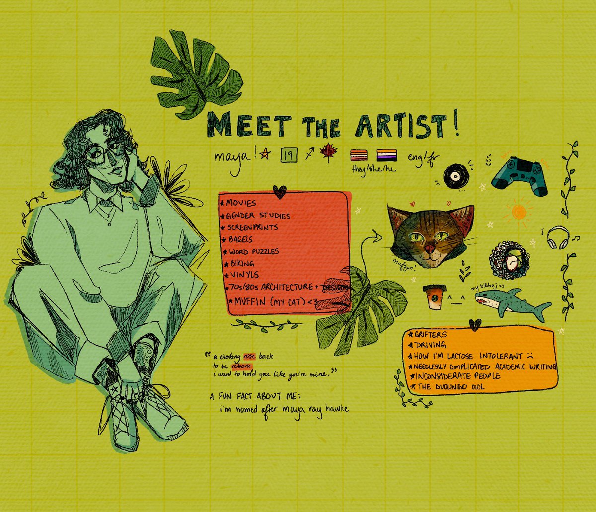 rebornrosess's tweet photo. never posted my very first “meet the artist” here!

my goal this year is to start selling prints and such if anyone would be interested in that :) https://t.co/oSUBpmv3Li
