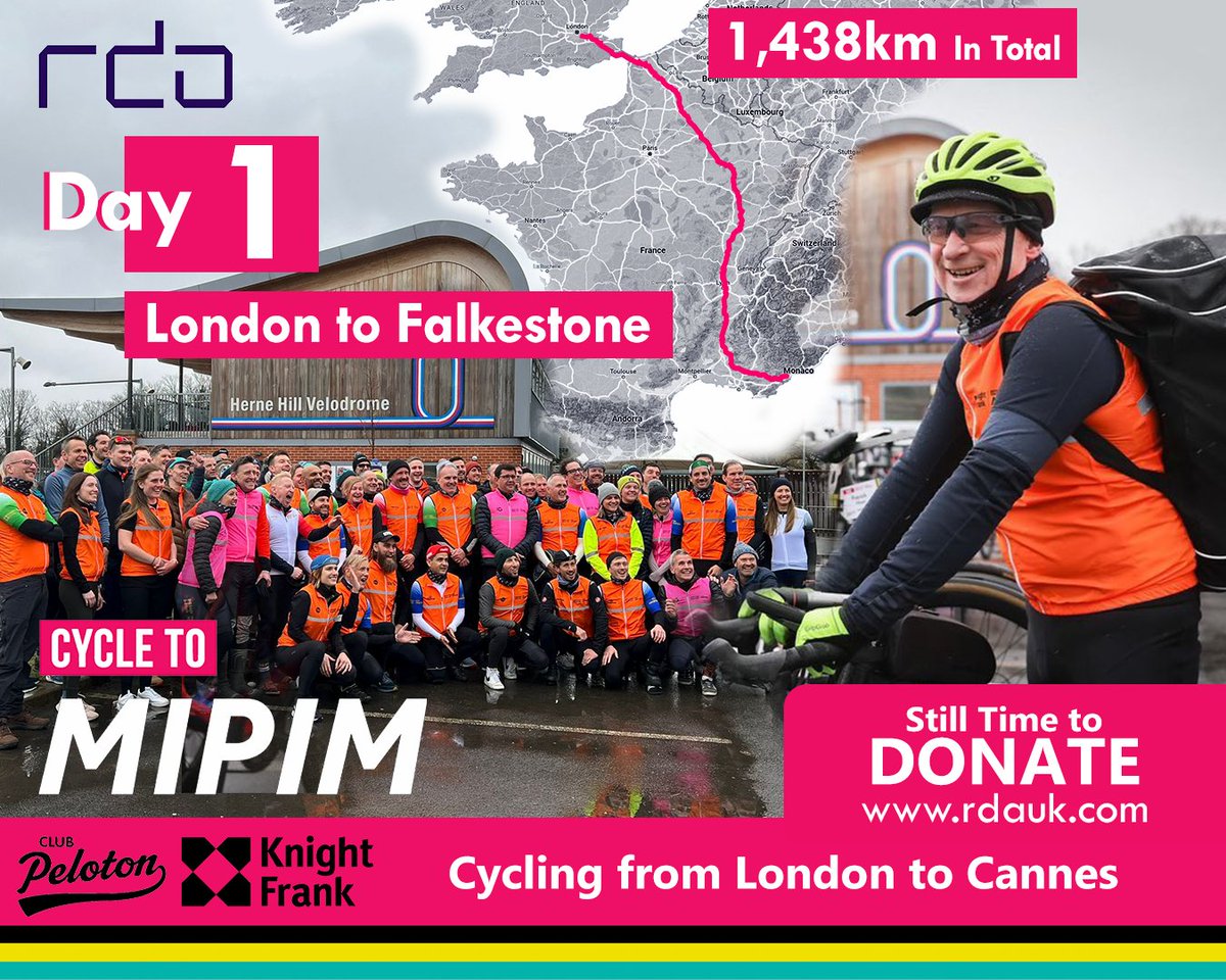 Best of luck to our director Richard Dudzicki who has sets off to cycle from London to Cannes. There is still time to Donate, visit our website to find out more about the brilliant charities Richard is cycling for. Thank you.

rdauk.com/cycling-to-mip…

#CycletoMIPIM

@ClubPeloton
