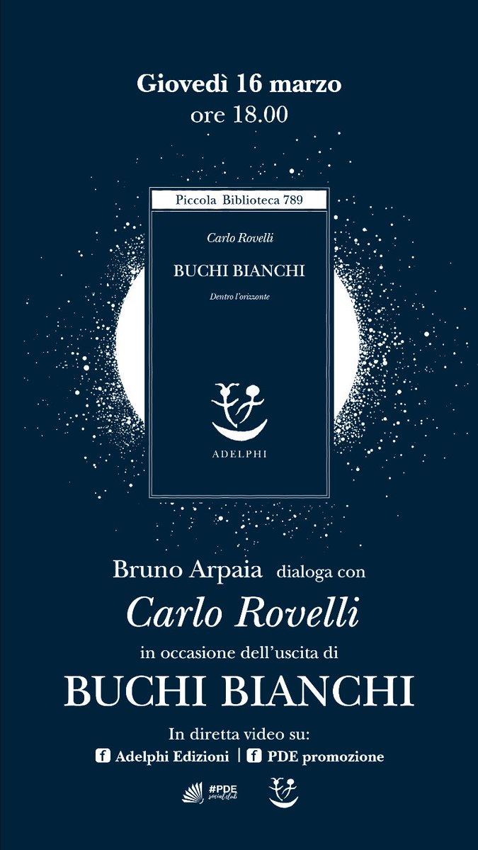 Tra una settimana, felicissimo di dialogare con il grande <a href="/carlorovelli/">carlo rovelli</a> sul suo ultimo libro, #Buchibianchi <a href="/adelphiedizioni/">Adelphi Edizioni</a>
