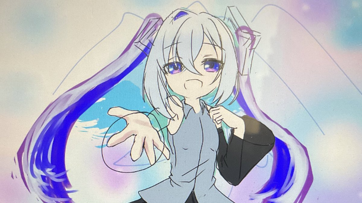 初音ミク 「前々から着手していた初音かなたそミクの日までに描けばよかったじゃーん(:3[__」|キョムキョビン作品庫のイラスト