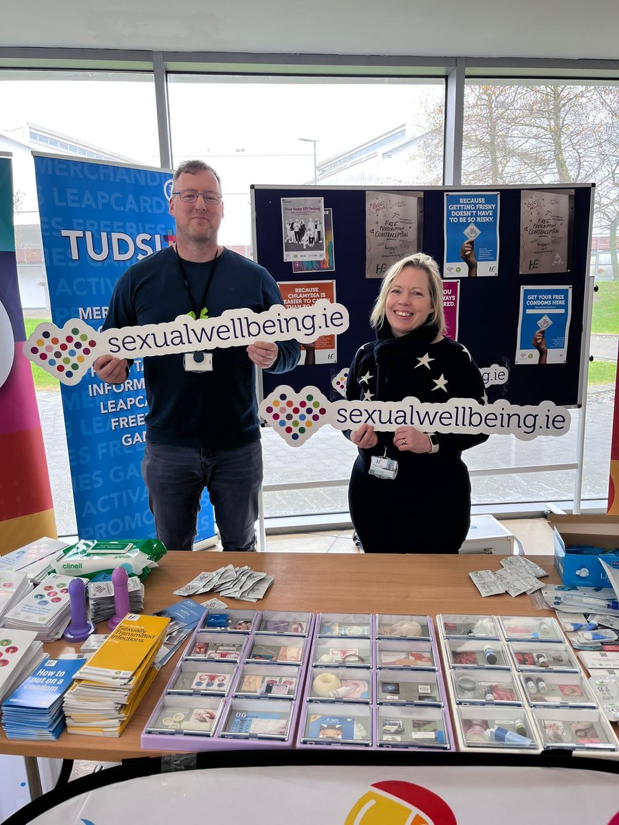 HSECHODNCC's tweet photo. Ben Lindsay and Kirsten Feehan Health Promotion &amp; Improvement Officers in HSE CHO DNCC providing information and resources to promote sexual health awareness in @TUDublin_BN with a focus on STIs, unplanned pregnancy and contraception https://t.co/HS3xWJ5OUT