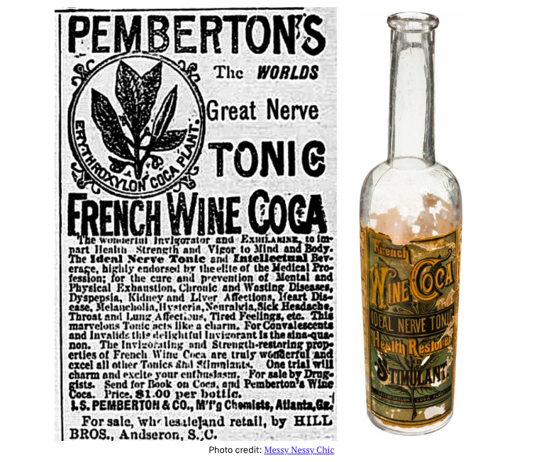 skære Rejse spiralformet Trung Phan on Twitter: "To repeat: red wine, caffeine and cocaine  (technically it was ecgonine, a precursor to cocaine) Predictably,  Pemberton Red Wine was a big hit. However, by early 1880s, the