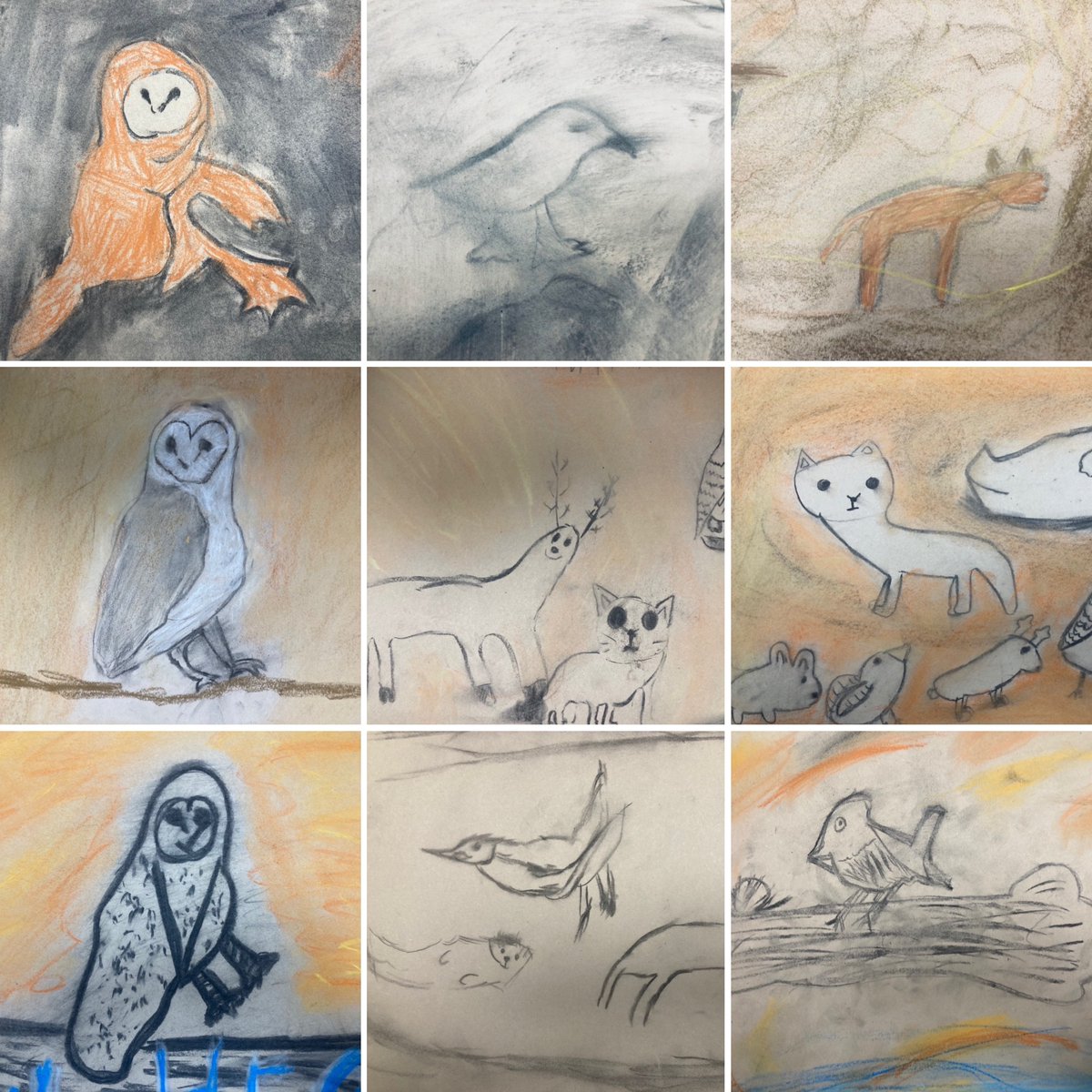 Art_withMrsW's tweet photo. Amazing cave drawings created by Year 3, inspired by @kapowprimary lesson on prehistoric art ๐ค
The children used charcoal and chalk pastels to create these amazing drawings ๐ค
#artroom
#artlesson
#cavedrawings
#creativity
#youngartists https://t.co/lif3uN1bEM