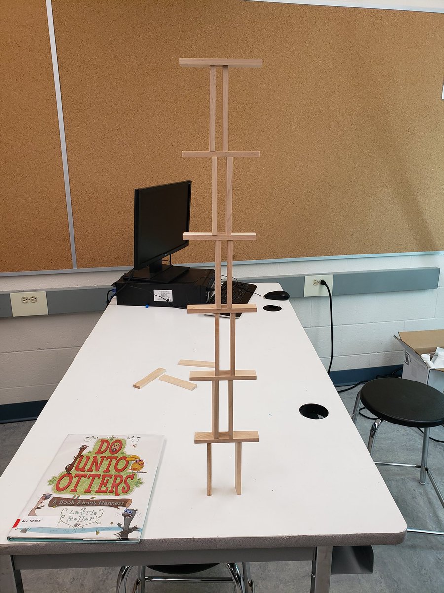 MsChan905's tweet image. Keva Challenge: &quot;Build the tallest structure using only 20 blocks.&quot; So far, our record is 88cm but it fell before a photo was taken. #STEM #STEAM #Makerspace #MakerEd #RJLeeProud @LLSarbadhikari @FSlimati @PeelSchools @peel21st @davidweightman