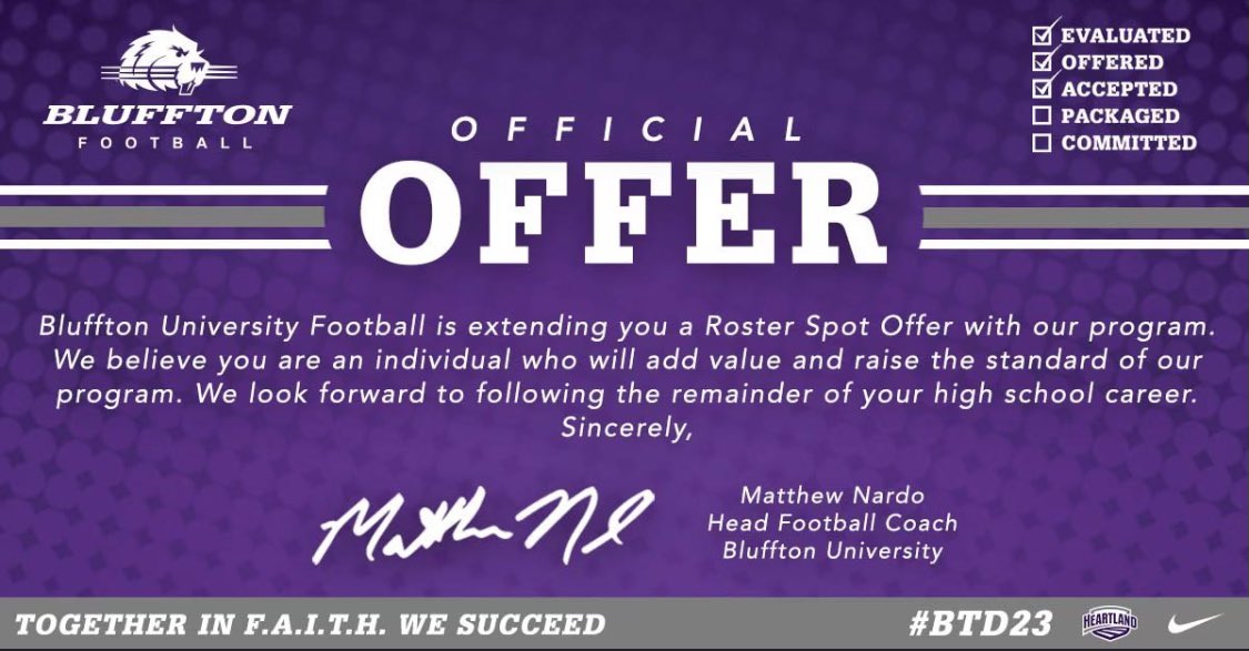 Blessed to receive an offer from <a href="/BlufftonF/">Bluffton Football</a> <a href="/MontHurricaneFB/">Monticello ‘Canes Football</a>