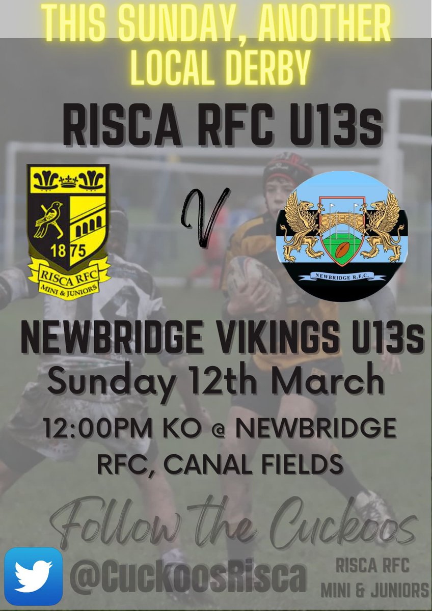 Local derby 2! Another exciting fixture this weekend as we travel to @Vikings13s . Lots of school mates &amp; friends playing against each other so the stakes are high! Should make an entertaining game. <a href="/RCCS_Rugby/">RCCS Rugby 🏉</a> <a href="/newbridgepe/">Newbridge PE Dept</a> <a href="/VennRugby/">Mr Venn Bassaleg Rugby</a> <a href="/RiscaRFCMandJs/">Risca RFC Mini and Juniors</a> <a href="/IslwynHighSport/">Islwyn High Sport</a>