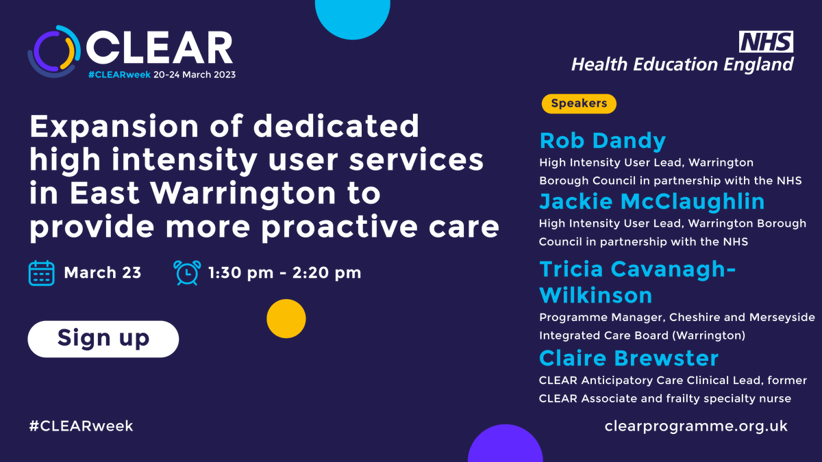 clear4care's tweet photo. Looking to provide more proactive care for high-intensity users while reducing #GP #appointments #ED attendances and #hospital admissions? Join us on 23 March for our #free #virtual #CLEARweek session on a dedicated service in East Warrington https://t.co/SK3MJRZKg7 https://t.co/UZbwYrMyI9