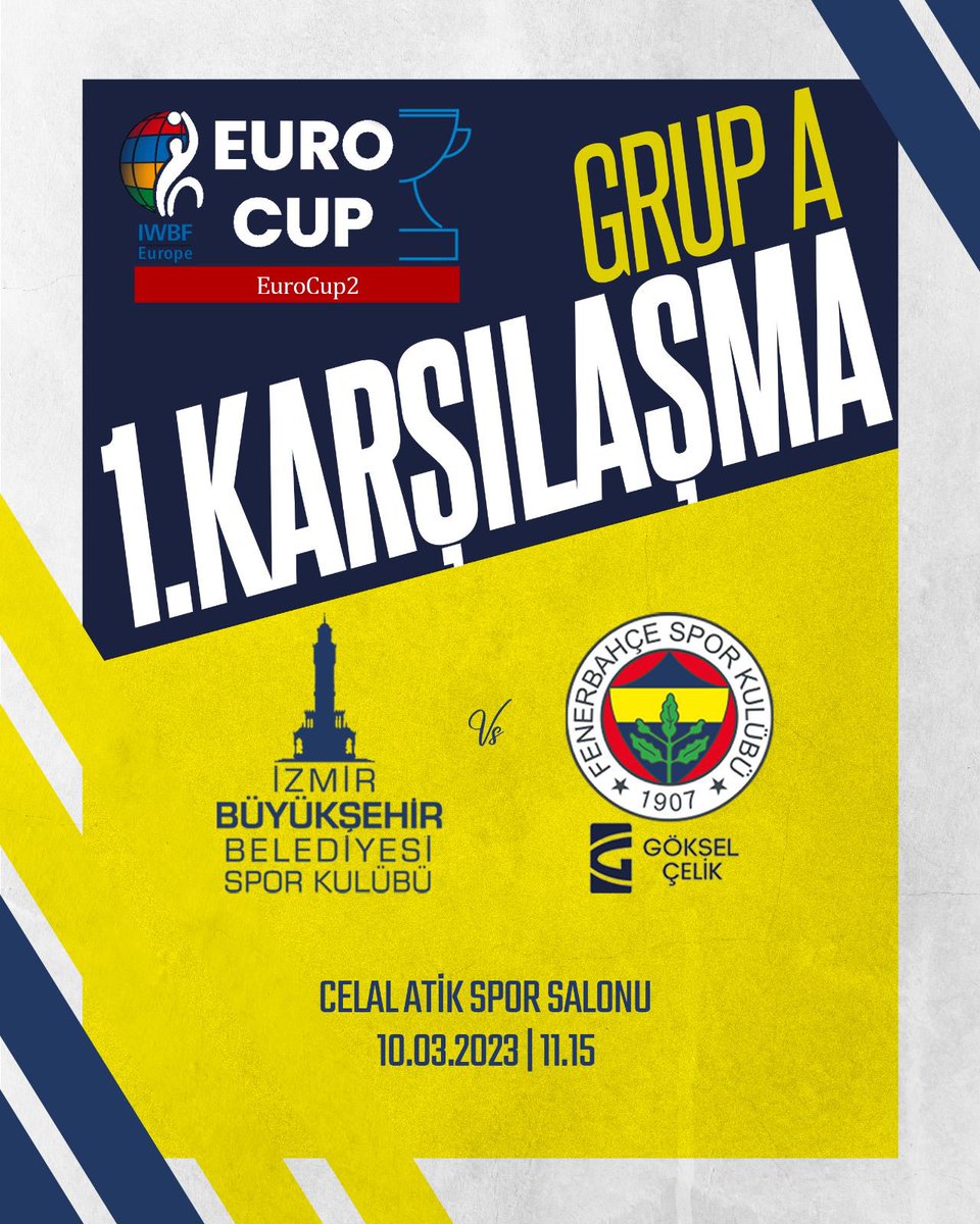 fra 1907FBD: RT @fenerbahcetksb: Takımımız Avrupa Kupası’nda sahne alıyor! 

🏀 EuroCup2 A Grubu
🗓️ 10 Mart Cuma
🆚 İzmir BBSK
🕚 11.15 
📍Celal Atik Spor Salonu
📺 @fbtv Youtube

#WeAreFenerbahçe 💛💙