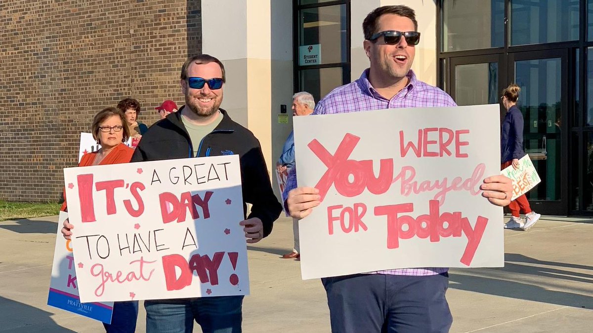 ACS is thankful for its many community partners, including the Prattville-Autauga Character Coalition. PHS students were greeted with smiles, first bumps, and signs of encouragement reminding them to 'be awesome' and 'shine bright.' #advancingautaugacounty #learntodayleadtomorrow