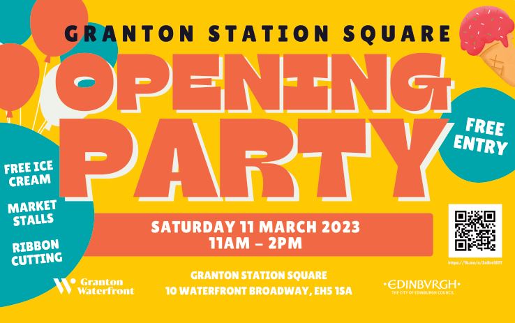 Do you live in north Edinburgh? Join us at the opening of Granton Station Square + family fun day on Saturday 11 March 11am-2pm (10 Waterfront Broadway). You'll have the chance of a sneaky peek inside the refurbished historic Granton Station building too!  bit.ly/3ysltYU