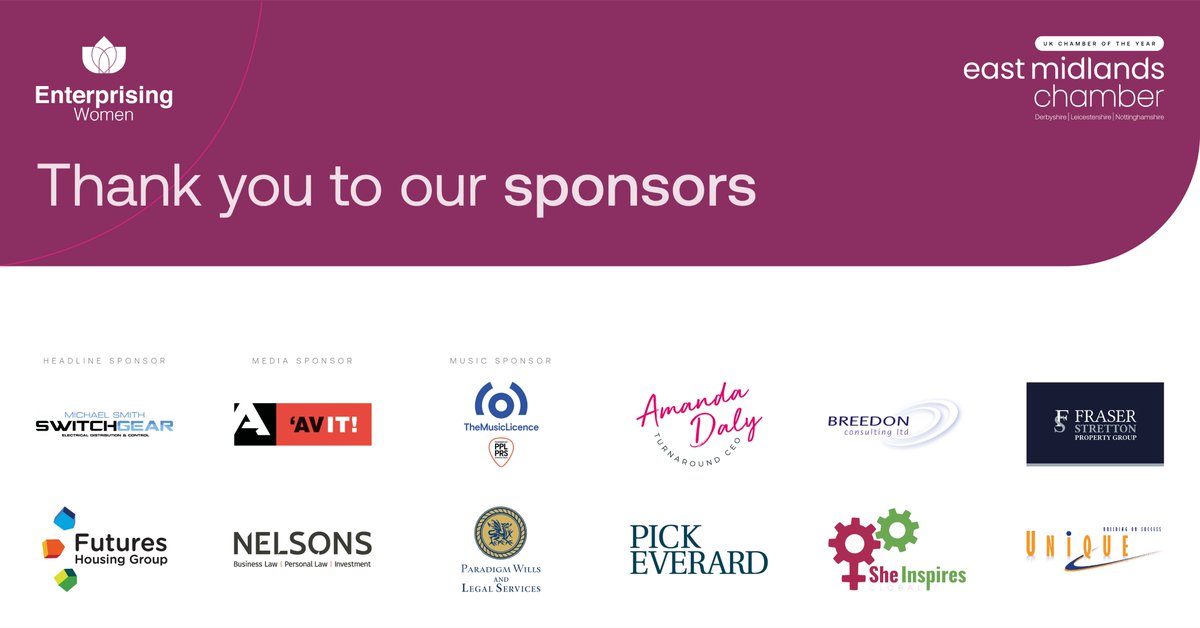 Chamber Newsroom (@emchambernews) on Twitter photo #ChamberEW Awards have launched🎉🥂Thanks to our sponsors:
Michael Smith Switchgear Ltd, <a href="/AVITmedia/">AVITmedia</a>, <a href="/pplprs/">pplprs</a>, <a href="/AmandaJaneDaly/">Amanda Daly</a>, <a href="/BreedonHr/">BreedonConsulting</a>, <a href="/fraser_stretton/">Fraser Stretton</a>, @Futures_hg, <a href="/Nelsons_Law/">Nelsons</a>, Paradigm Wills and Legal Services, <a href="/PickEverard/">Pick Everard</a>, She Inspires (Global), <a href="/UniqueWindowsUK/">Unique Window Systems</a> #ChamberEW Awards have launched🎉🥂Thanks to our sponsors:
Michael Smith Switchgear Ltd, <a href="/AVITmedia/">AVITmedia</a>, <a href="/pplprs/">pplprs</a>, <a href="/AmandaJaneDaly/">Amanda Daly</a>, <a href="/BreedonHr/">BreedonConsulting</a>, <a href="/fraser_stretton/">Fraser Stretton</a>, @Futures_hg, <a href="/Nelsons_Law/">Nelsons</a>, Paradigm Wills and Legal Services, <a href="/PickEverard/">Pick Everard</a>, She Inspires (Global), <a href="/UniqueWindowsUK/">Unique Window Systems</a>