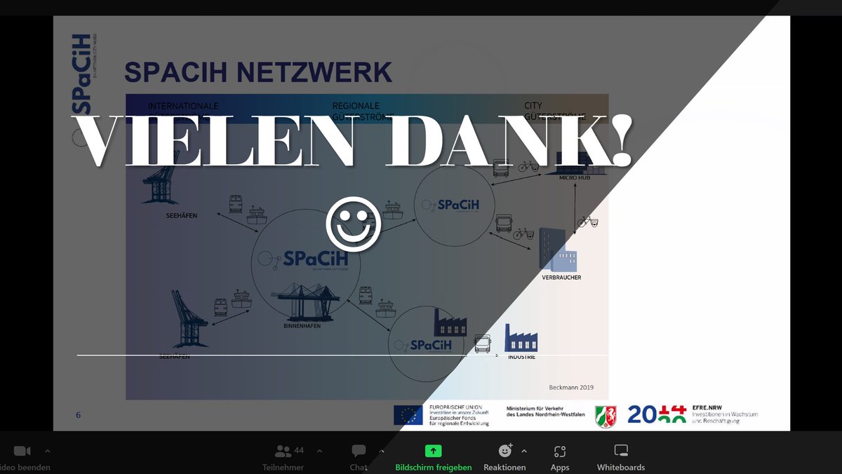 Für die Teilnahme an unserem Abschluss-Event bedankt sich das <a href="/SPaCiH1/">SPaCiH</a> Team herzlich. Wir konnten Entwicklungen, Kernergebnisse und Lösungen für mehr Nachhaltigkeit in der #City-#Logistik vorstellen und in der Diskussion den Blick auf nächste Schritte richten. Vielen Dank!