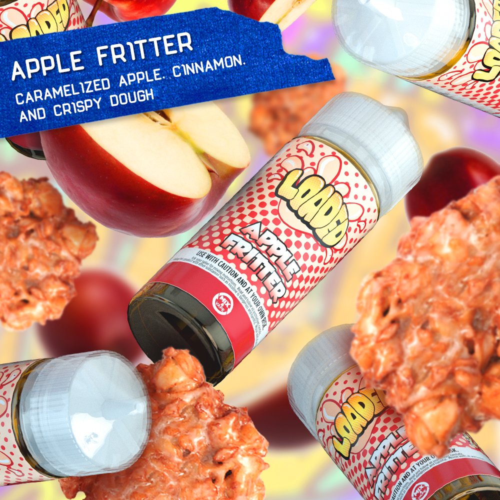 The flavors of fall, all year round! Apple Fritter is a delightful blend made with slow roasted red apples and cinnamon, fried to a golden brown. 🥰 ⁠
#vapedaily #vapesociety #vapecommunity #vapefam  #loadedejuice #letsgetloaded