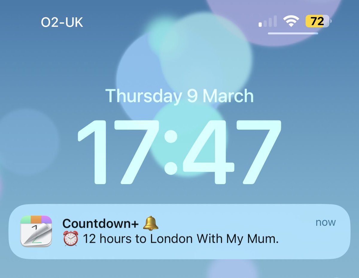 Gillian321part2's tweet image. It is 12 hours to London With My Mum. 🤞. 

#MyPhoneCountdowns #12HoursToGo #London #MyMum.