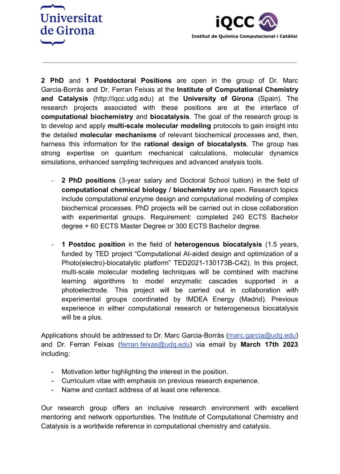 Olumide Fashakin on X: “2 PhD and 1 Postdoctoral Positions are