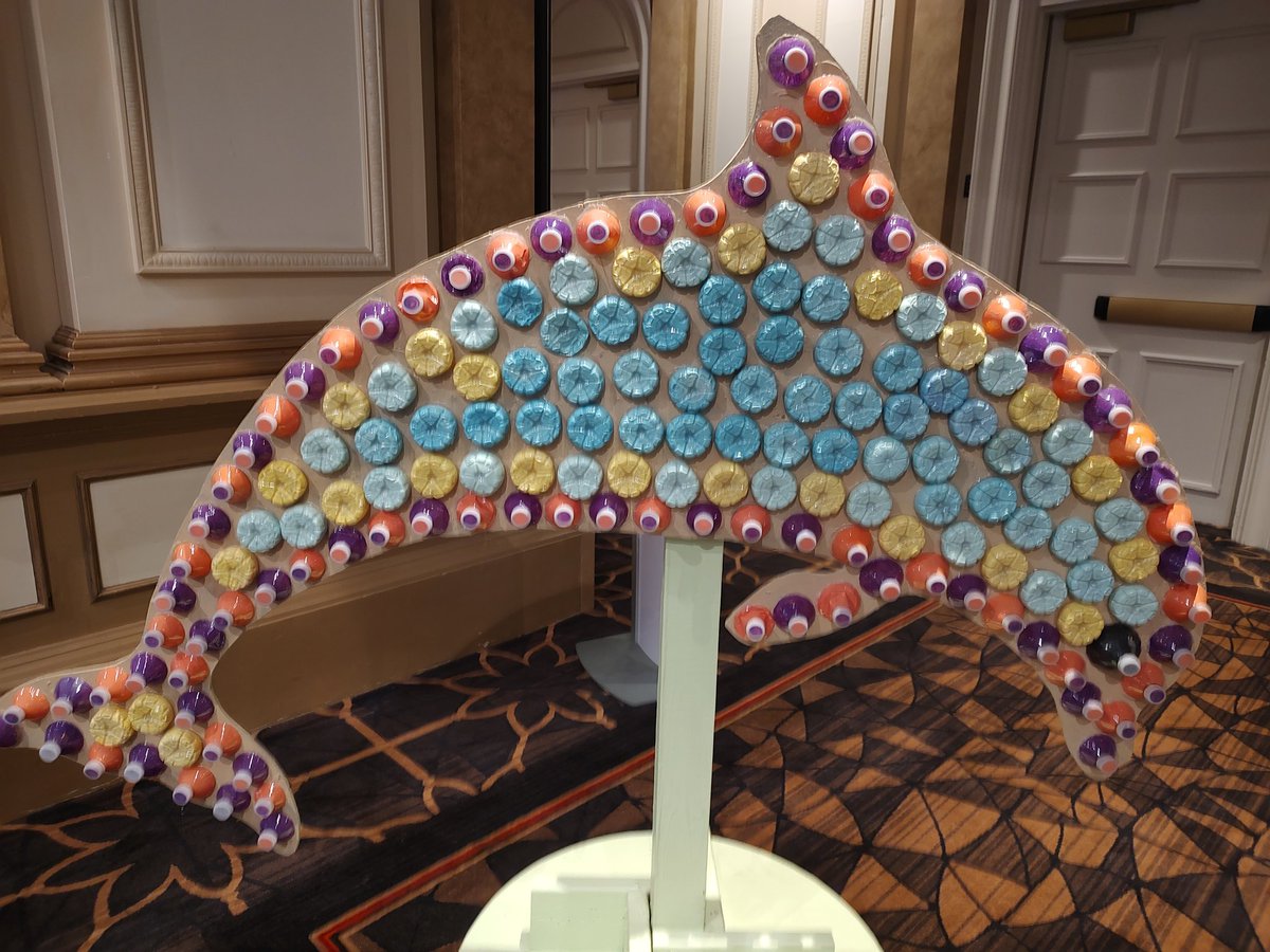 Art made of plastic bottles found in trash cans. Featured at the inaugural New Jersey Sustainability Conference. #NJCleanCommunities #ANJR #ANJR2017 #reducereuserecycle