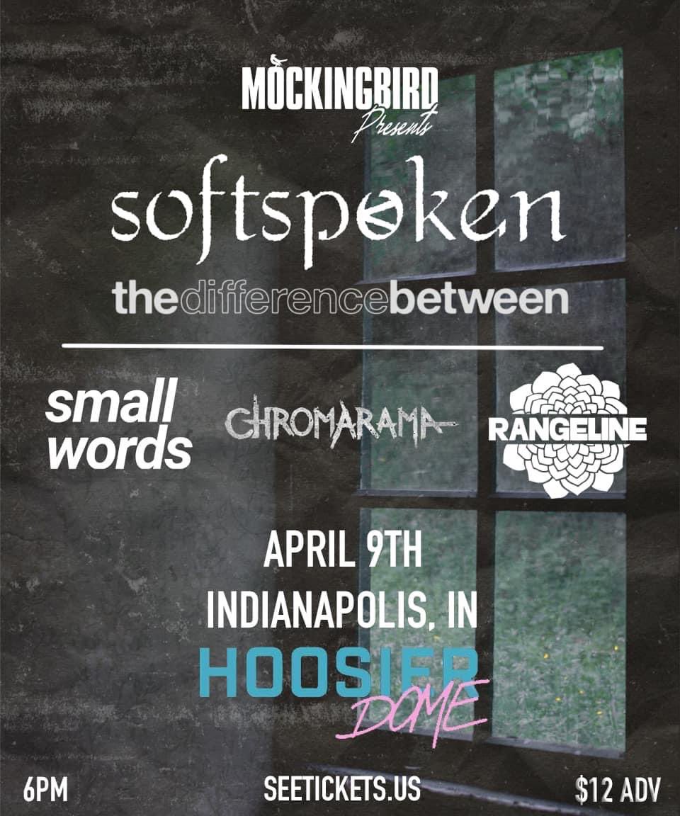 April is coming up fast and we’re ready!Don’t miss out! @softspokenband @tdbbandky @SmallWordsMusic @RangelineBand @hoosierdome317 Tickets 🎟️ at the link in our bio!