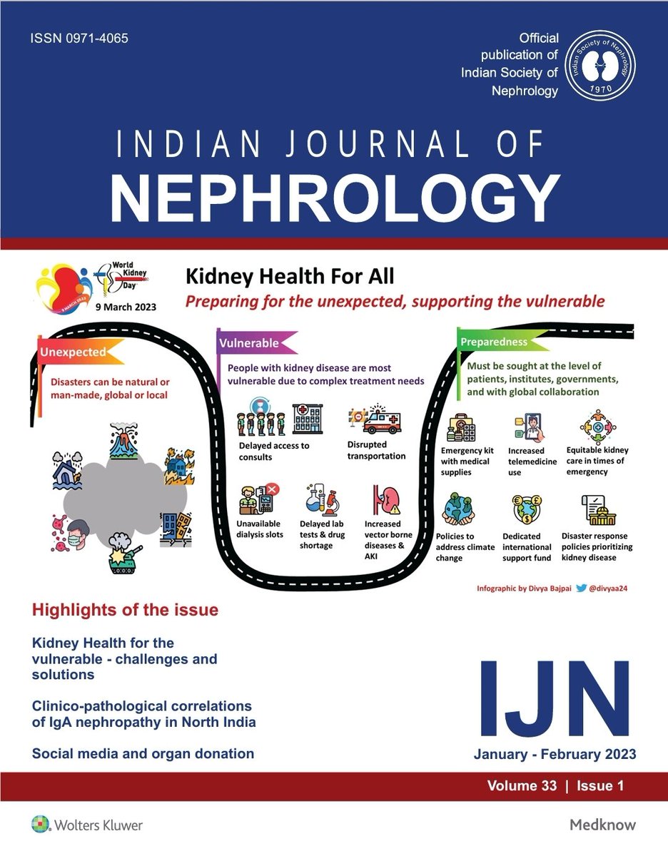 The <a href="/indianjnephrol/">Indian Journal of Nephrology</a>'s latest issue is now out in its new Avatar!
With <a href="/vjha126/">Vivekanand Jha | विवेकानन्द झा</a> as the EIC, the new editorial team is already working on plans to make IJN a more informative &amp; engaging Nephrology journal! journals.lww.com/ijon/pages/def…