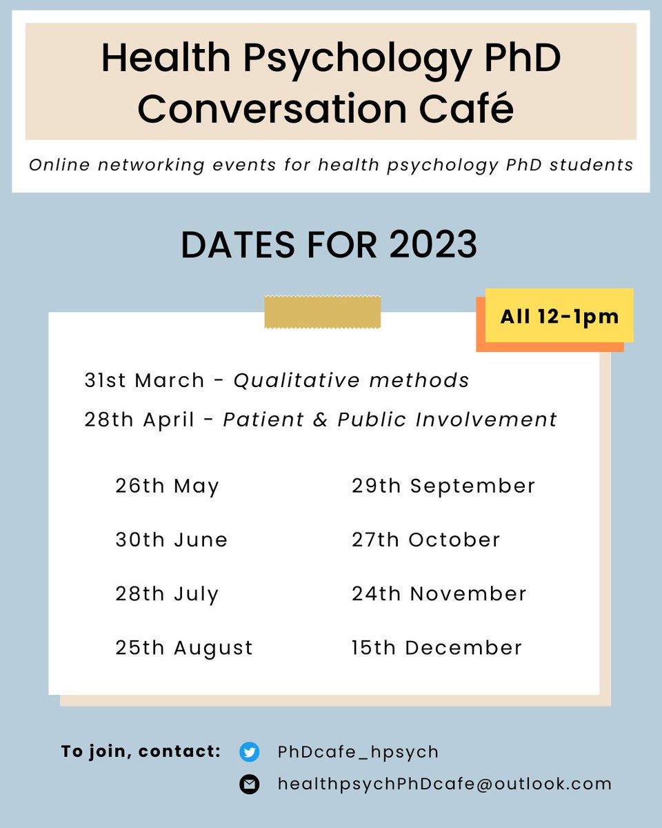 📢 DATES FOR YOUR DIARIES! These are our upcoming conversation cafés, the last Friday of every month 12-1pm. In our March café we will discuss qualitative methods, followed by PPI in April. Follow our page for more information about these sessions soon!