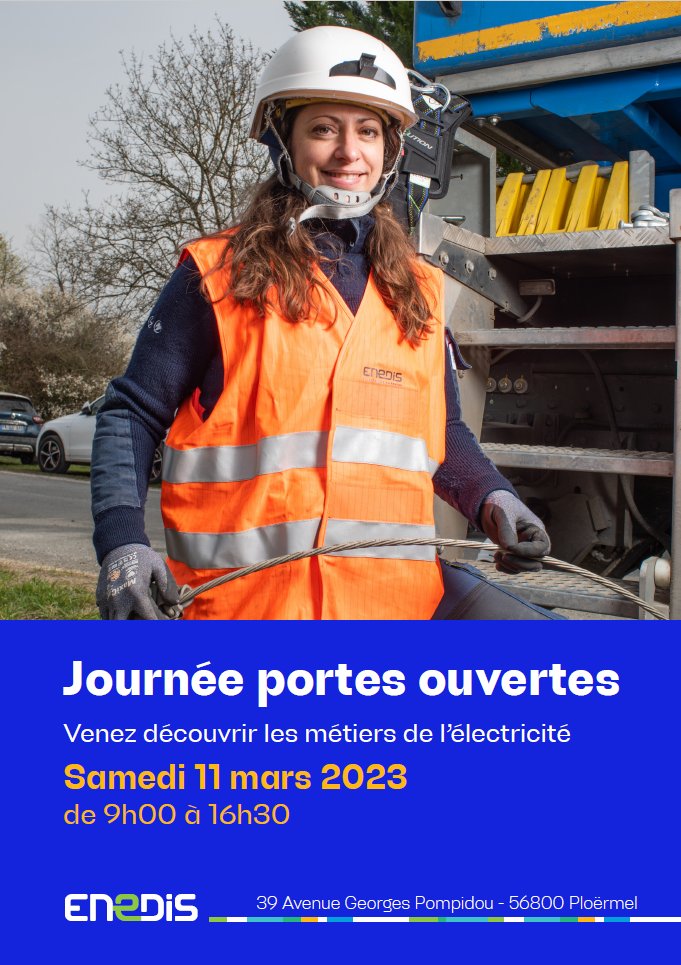 enedis_bretagne's tweet image. [Journée portes-ouvertes 🚪] Quoi de prévu samedi ? Et si vous veniez découvrir les métiers de l'électricité ? Immersion et illumination garanties ⚡

➡️Samedi 11 mars à Plöermel (56) de 9h à 16h30