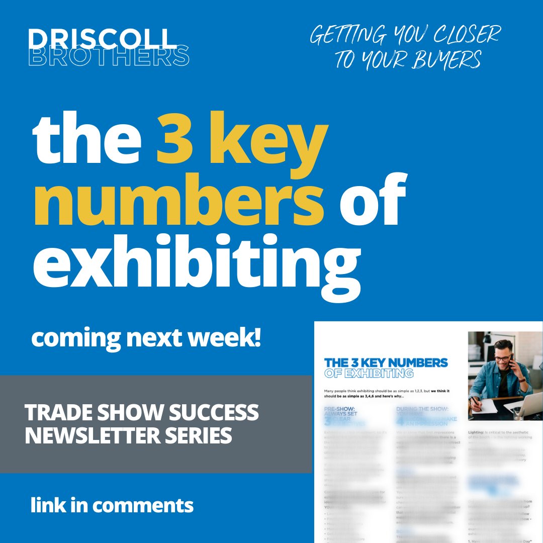 Attention all exhibitors! Are you preparing for an upcoming trade show? If so, you need to know the 3 key numbers that will ensure your success!  

Sign upto our newsletter (link in comments) 

Out NEXT WEEK!

 #tradeshowtips
 #exhibitiontips
 #exhibitionpro