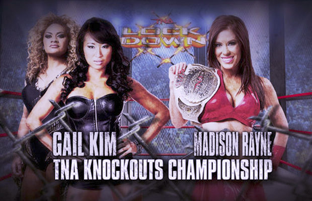 3/9/2014

Madison Rayne defeated Gail Kim in a Steel Cage Match to retain the Knockouts Championship at Lockdown from the BankUnited Center in Coral Gables, Florida. 

#TNA #ImpactWrestling #Lockdown #MadisonRayne #GailKim #SteelCage #KnockoutsChampion