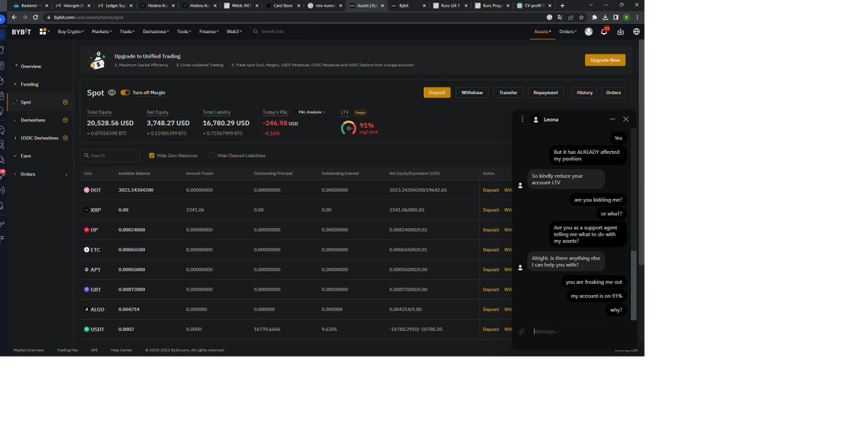 CryptoHarald's tweet photo. #ByBit Stolen 4k USDT worth of crypto from me.

#KuCoin stolen 30 000 HBAR from me.

Stay away from these exchanges. I will post my proof, i have 3.6 GB recorded evidence. And plenty of pictures.

Here is a picture of first scam, they suddenly increase my risk from 83% to 91% . https://t.co/rOFqSfa22n