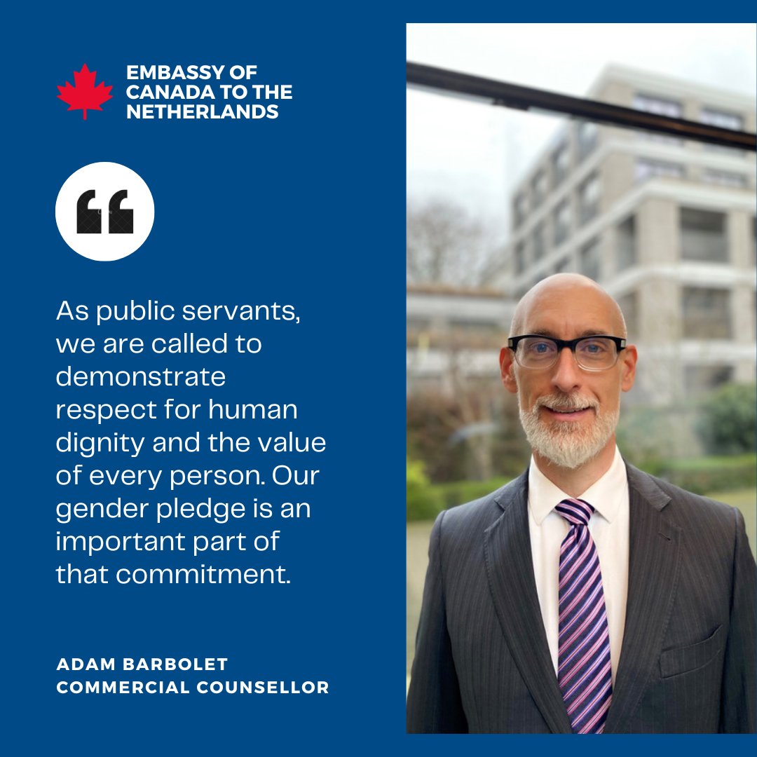 CanEmbNL's tweet photo. This year we are renewing our #GenderPledge to take action for gender equality - from how we design events to who we recruit to how we facilitate trade. 💱⚖️
Our Commercial Counsellor, Adam Barbolet, spoke to the pledge below: ⬇️
🔗https://t.co/x98JdD7QCj https://t.co/evF17DdYXu