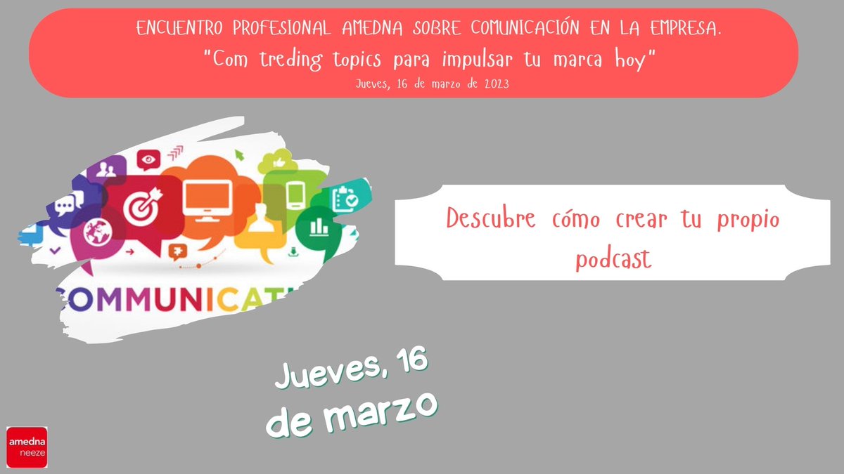 AMEDNA (@amedna_) on Twitter photo !Descubre como crear tu propio podcast para posicionar tu marca con <a href="/cristina8ateres/">Cristina Ochoa</a> ! ¿Dónde? en Encuentro #comunicación empresa "Com trending topics para impulsar tu marca hoy" 16/03 09:30h en CEN. !Inscríbete docs.google.com/.../1FAIpQLSet… para crear tus podcast... y mucho más! !Descubre como crear tu propio podcast para posicionar tu marca con <a href="/cristina8ateres/">Cristina Ochoa</a> ! ¿Dónde? en Encuentro #comunicación empresa "Com trending topics para impulsar tu marca hoy" 16/03 09:30h en CEN. !Inscríbete docs.google.com/.../1FAIpQLSet… para crear tus podcast... y mucho más!