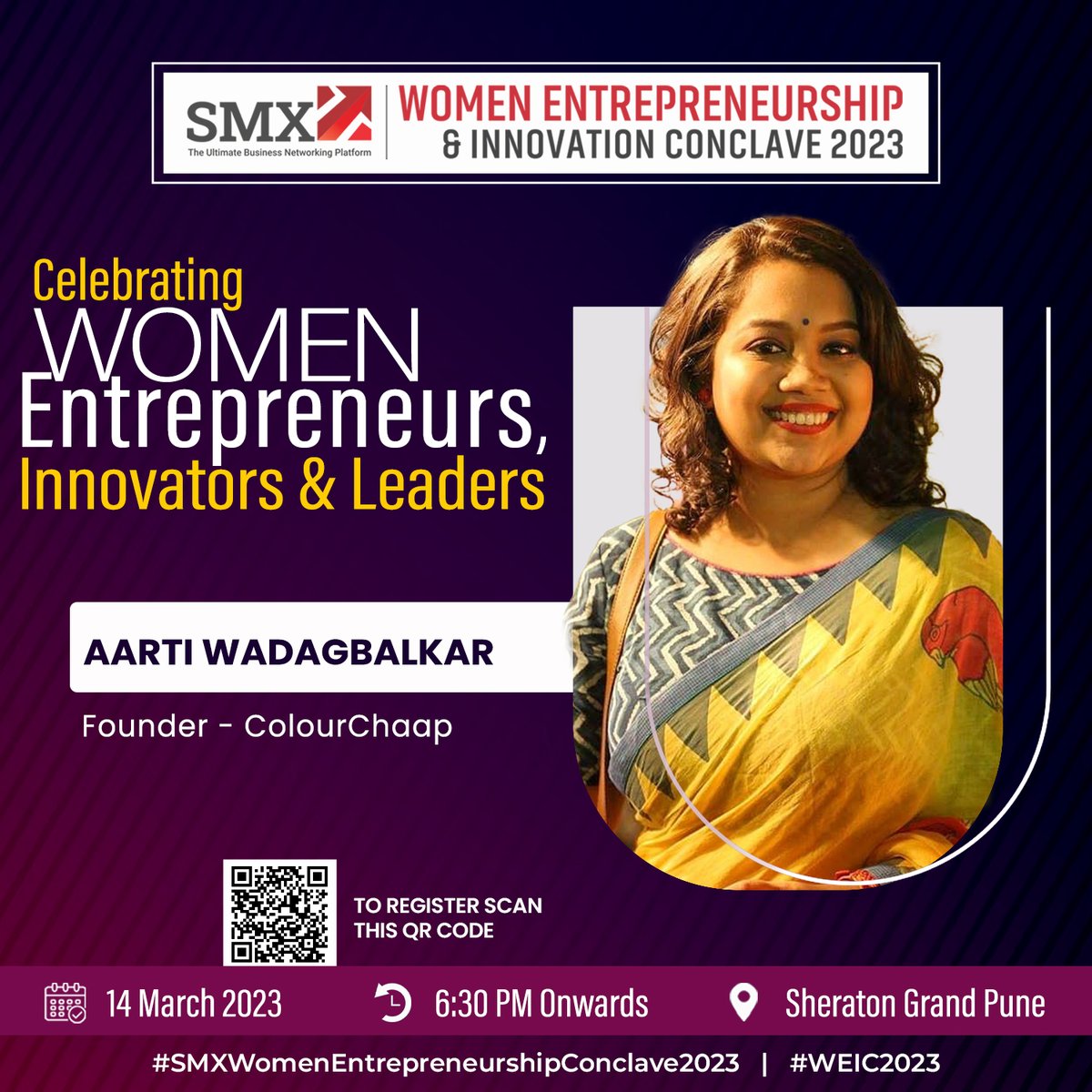 SmxNetwork's tweet photo. We are thrilled to announce the esteemed Guests for the #SMXWomenEntrepreneurshipInnovation Conclave & Awards 2023:
Aarti Wadagbalkar @ColourChaap
Divya Malpani #Skinvest
Pranjal Gundesha #IntelligencePlus
Rashmi Jain @YounkerHub
👉https://t.co/ovsjVlBgBa https://t.co/mg55NwpuaF