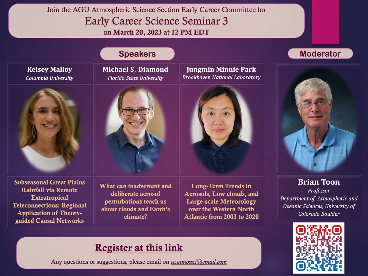 Benjamin Nault (@benjamin_atmchm) on Twitter photo Monday, 3/20, 12 PM EDT, come see three <a href="/AGUAtmosSci/">AGU Atmospheric Sciences Section</a> early career scientists present their work during this webinar! Scan the QR code to register. <a href="/theAGU/">AGU (American Geophysical Union)</a> Monday, 3/20, 12 PM EDT, come see three <a href="/AGUAtmosSci/">AGU Atmospheric Sciences Section</a> early career scientists present their work during this webinar! Scan the QR code to register. <a href="/theAGU/">AGU (American Geophysical Union)</a>