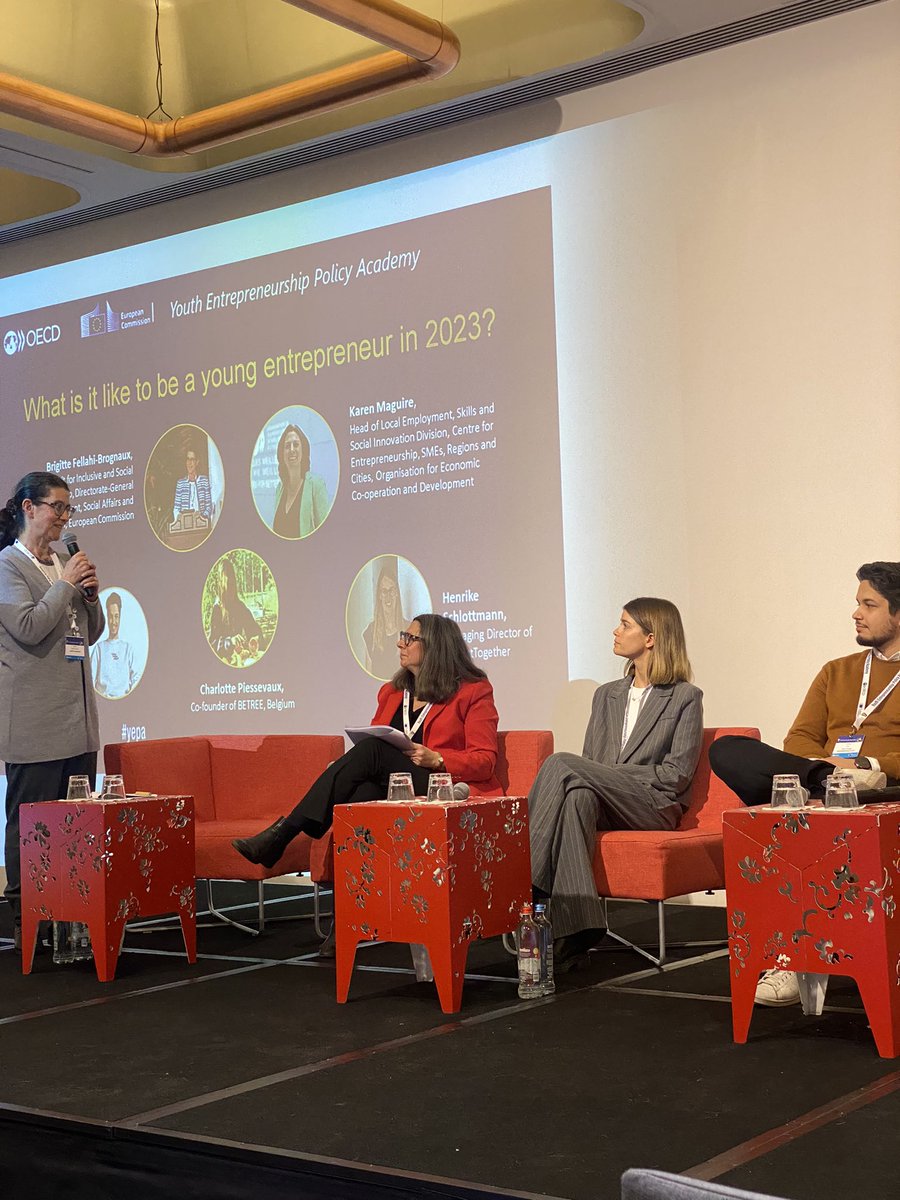 « What is it like to be a young entrepreneur in 2023? » lets welcome the first panel #yepa #oecd looking forward to listening to them &amp; figure out how they created taking into account social Affairs &amp; inclusion..