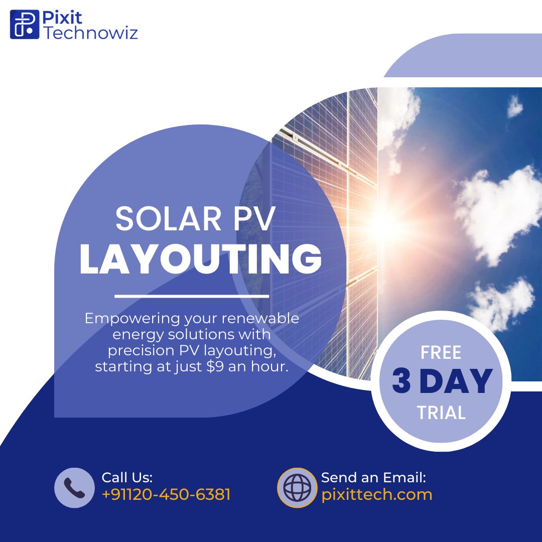 Empowering your renewable energy solutions with precision PV layouting, starting at just $9 an hour.

Connect with us today! 

#renewablenergy #solarpvsystem #solarenergy #solarpvlayouting #PixitTechnowiz #PixitTech